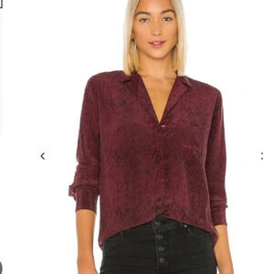 Rails Silk Red Python Button Down Top Blouse L
